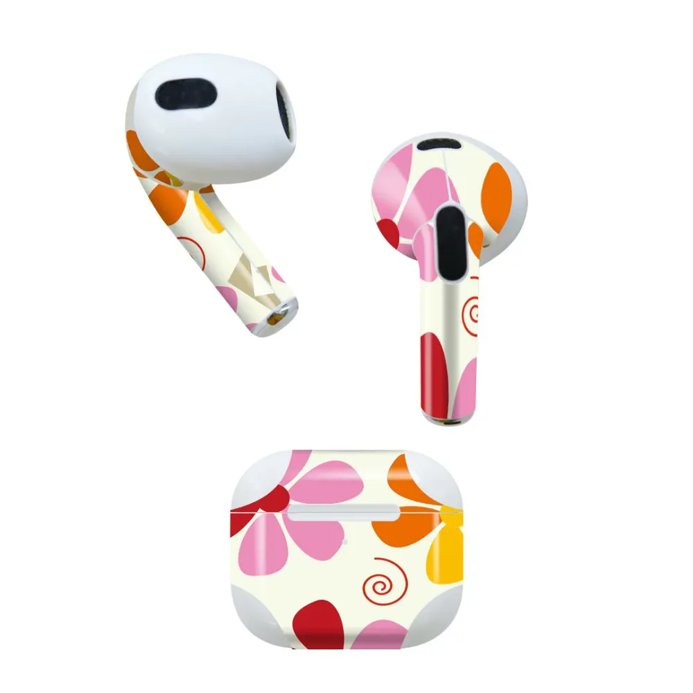 AirPods 第3世代 専用 デザインスキンシール airpods 3 用 エアポッド 3 用 第三世代(2021)対応 2枚入り 各2枚セット イヤホン カバー デコレーション アクセサリー デコシール 003872 花 和風 和柄