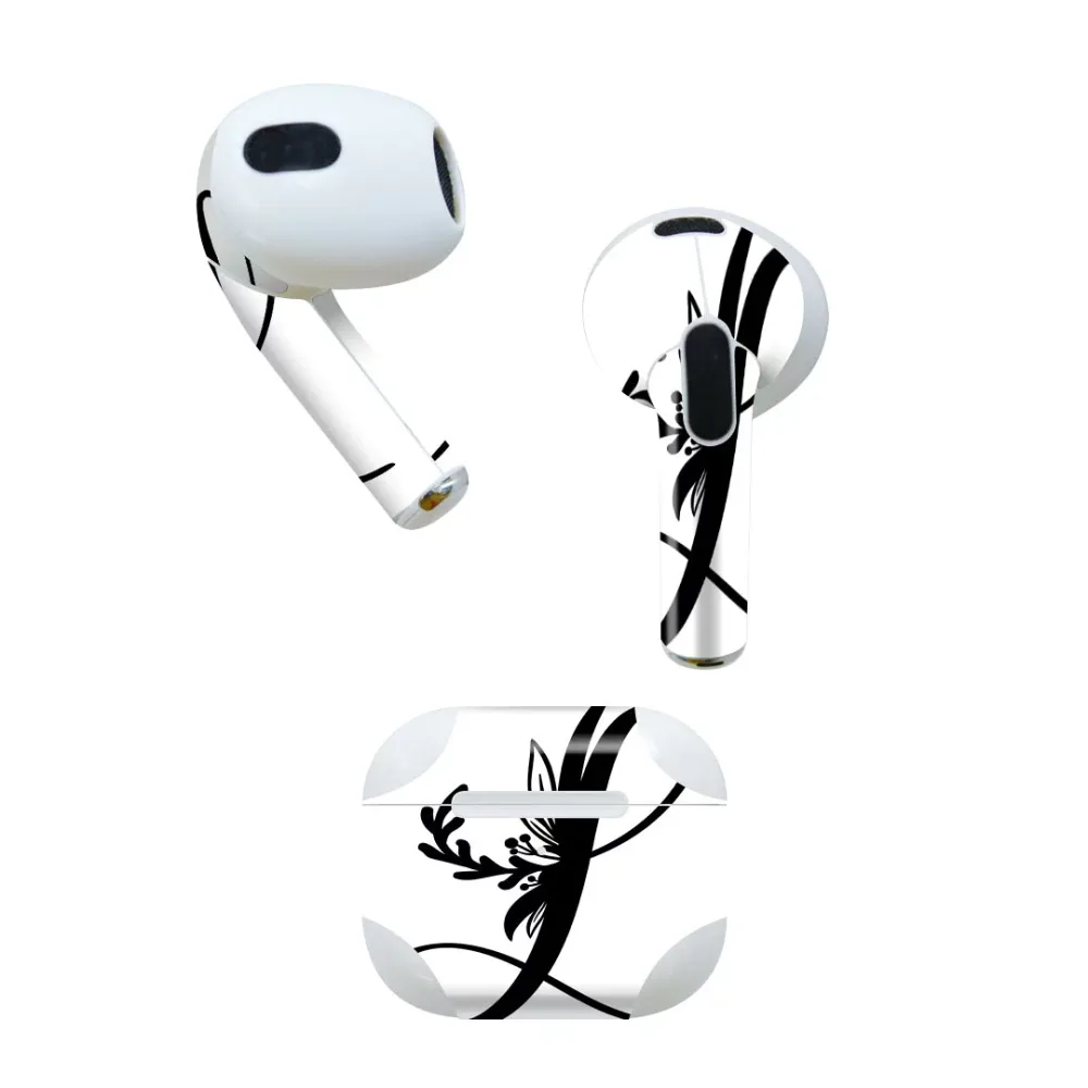 AirPods 第3世代 専用 デザインスキンシール airpods 3 用 エアポッド 3 用 第三世代(2021)対応 2枚入り 各2枚セット イヤホン カバー デコレーション アクセサリー デコシール 019228 フォント 文字 l アルファベット