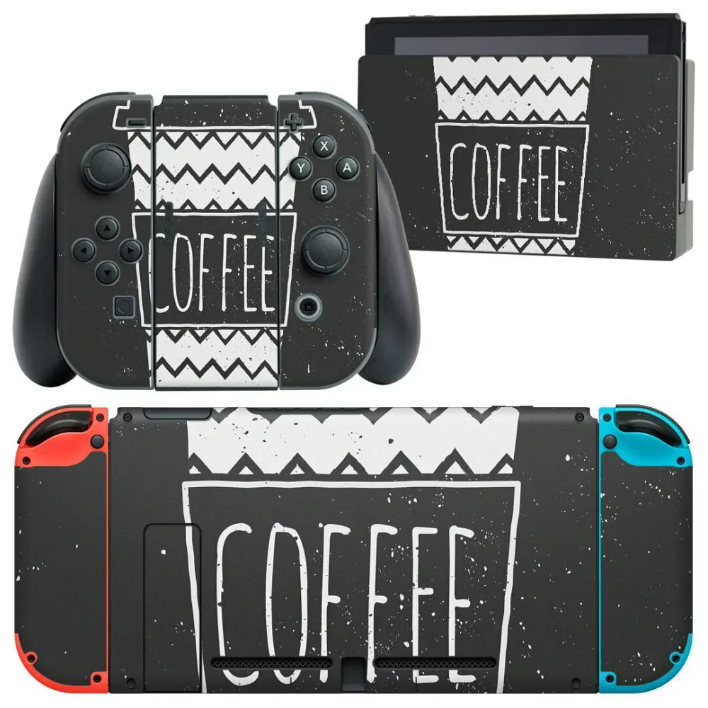 igsticker Nintendo Switch 用 デザインスキンシール 任天堂 ニンテンドー スイッチ 専用 本体ドック Joy-Con Joycon ジョイコン 専用 ゲーム機 カバー アクセサリー フィルム ステッカー 009595 コーヒー カフェ おしゃれ