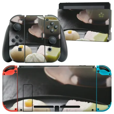igsticker Nintendo Switch 用 デザインスキンシール 任天堂 ニンテンドー スイッチ 専用 本体ドック Joy-Con Joycon ジョイコン 専用 ゲーム機 カバー アクセサリー フィルム ステッカー 005131 和風 写真 お茶