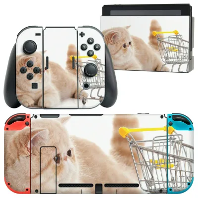 igsticker Nintendo Switch 用 デザインスキンシール 任天堂 ニンテンドー スイッチ 専用 本体ドック Joy-Con Joycon ジョイコン 専用 ゲーム機 カバー アクセサリー フィルム ステッカー 002908 猫 動物 写真