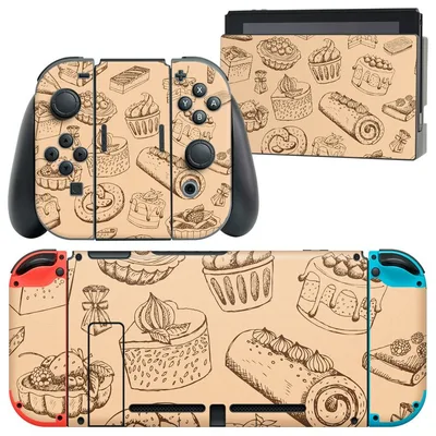 igsticker Nintendo Switch 用 デザインスキンシール 任天堂 ニンテンドー スイッチ 専用 本体ドック Joy-Con Joycon ジョイコン 専用 ゲーム機 カバー アクセサリー フィルム ステッカー 006426 お菓子 スイーツ イラスト