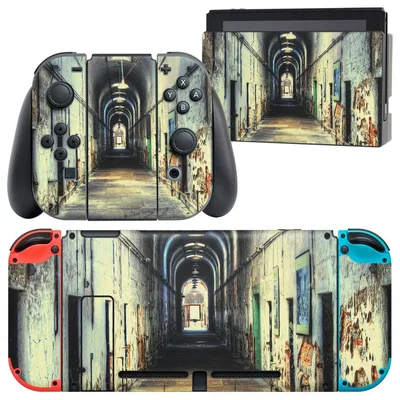 igsticker Nintendo Switch 用 デザインスキンシール 任天堂 ニンテンドー スイッチ 専用 本体ドック Joy-Con Joycon ジョイコン 専用 ゲーム機 カバー アクセサリー フィルム ステッカー 023997 建物 廃墟