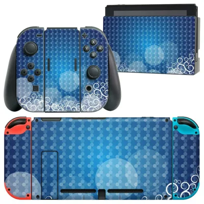igsticker Nintendo Switch 用 デザインスキンシール 任天堂 ニンテンドー スイッチ 専用 本体ドック Joy-Con Joycon ジョイコン 専用 ゲーム機 カバー アクセサリー フィルム ステッカー 006656 木目 青 ブルー