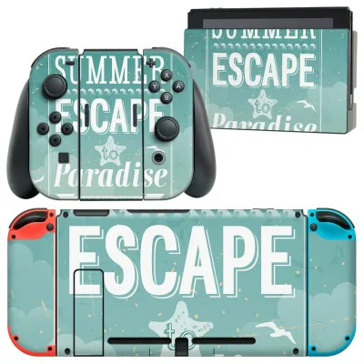 igsticker Nintendo Switch 用 デザインスキンシール 任天堂 ニンテンドー スイッチ 専用 本体ドック Joy-Con Joycon ジョイコン 専用 ゲーム機 カバー アクセサリー フィルム ステッカー 002682 夏 海 英語 文字