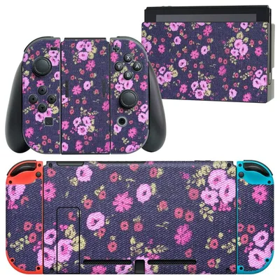 igsticker Nintendo Switch Design Skin Sticker Nintendo Switch Exclusive Main Unit Dock Joy-Con Joycon Joy-Con Exclusive Game Console Cover Accessories Film Sticker 010654 Flower Purple