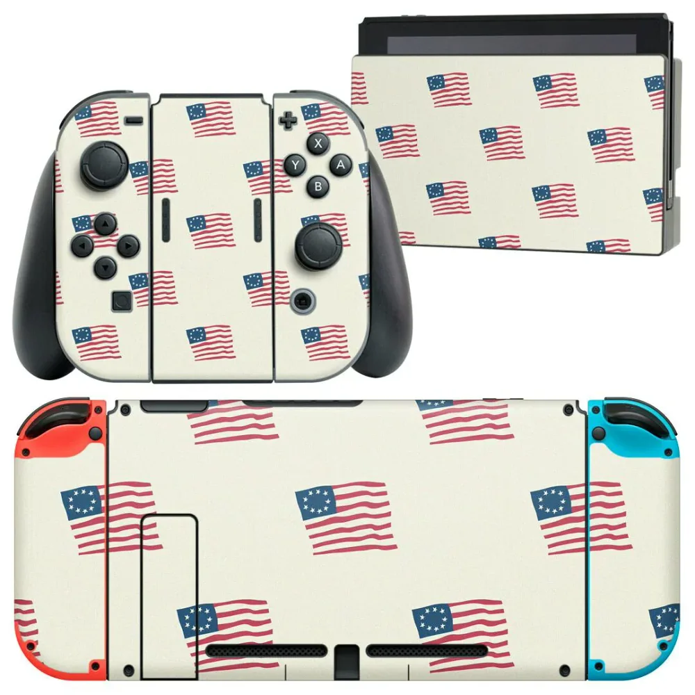 igsticker Nintendo Switch 用 デザインスキンシール 任天堂 ニンテンドー スイッチ 専用 本体ドック Joy-Con Joycon ジョイコン 専用 ゲーム機 カバー アクセサリー フィルム ステッカー 010666 アメリカ 国旗 外国