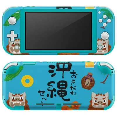 igsticker Nintendo Switch Lite 専用 デザインスキンシール 全面 ニンテンドー スイッチ ライト 専用 ゲーム機 カバー アクセサリー フィルム ステッカー エアフリー 015377 沖縄 夏 シーサー パイナップル