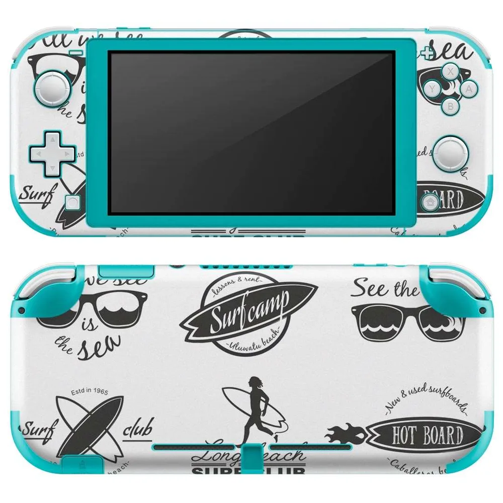 igsticker Nintendo Switch Lite 専用 デザインスキンシール 全面 ニンテンドー スイッチ ライト 専用 ゲーム機 カバー アクセサリー フィルム ステッカー エアフリー 013886 サーフィン 海 ロゴ
