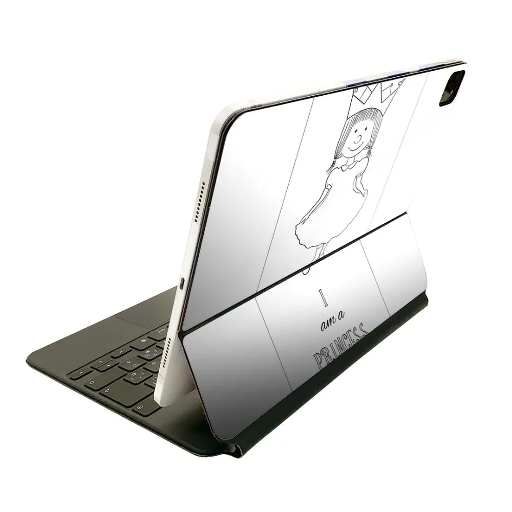 Magic Keyboard 用 スキンシール 11インチ iPad Pro用 第1-4世代 iPad Air 第4-5世代 対応 全面スキンシール フル 前面 背面 保護シール 人気 011419 王冠 プリンセス 英語