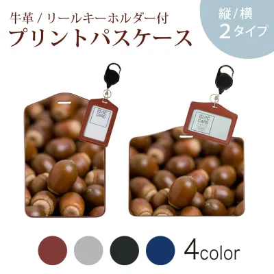 パスケース リールキーホルダー付 定期入れ IC IDカード入れ グレー ブラック ブラウン ネイビー 紛失防止 70cm伸びる 社員証入れ 通学 通勤 passcase 006194 写真 どんぐり