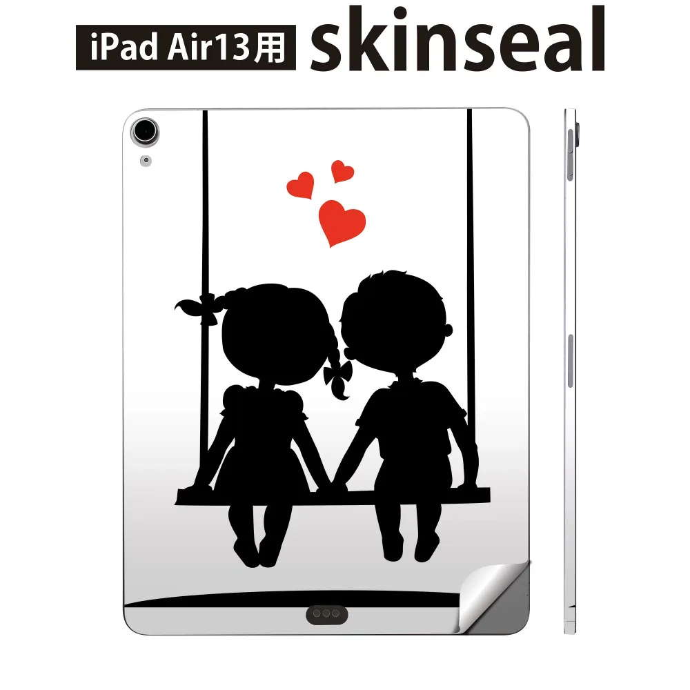 iPad Air13 用 スキンシール アイパッド エア 13インチ 対応 全面スキンシール フル 背面 側面 保護シール 人気 ハート 白 黒 キャラクター 009335