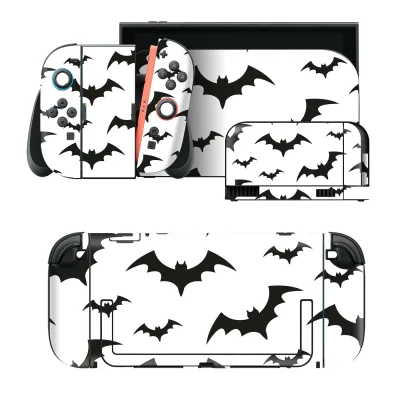 igsticker Nintendo Switch 2 用 スキンシール 本体・ドック・Joy-Con 2 対応 4面セット きせかえ 保護 コウモリ ハロウィン モノクロ 015367