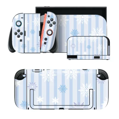 igsticker Nintendo Switch 2 用 スキンシール 本体・ドック・Joy-Con 2 対応 4面セット きせかえ 保護 雪 結晶 ストライプ 012646