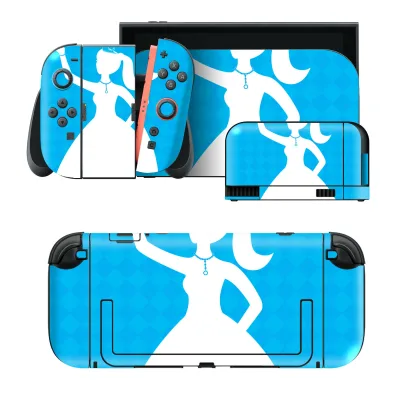 igsticker Nintendo Switch 2 用 スキンシール 本体・ドック・Joy-Con 2 対応 4面セット きせかえ 保護 姫 水色 チェック 人物 007471