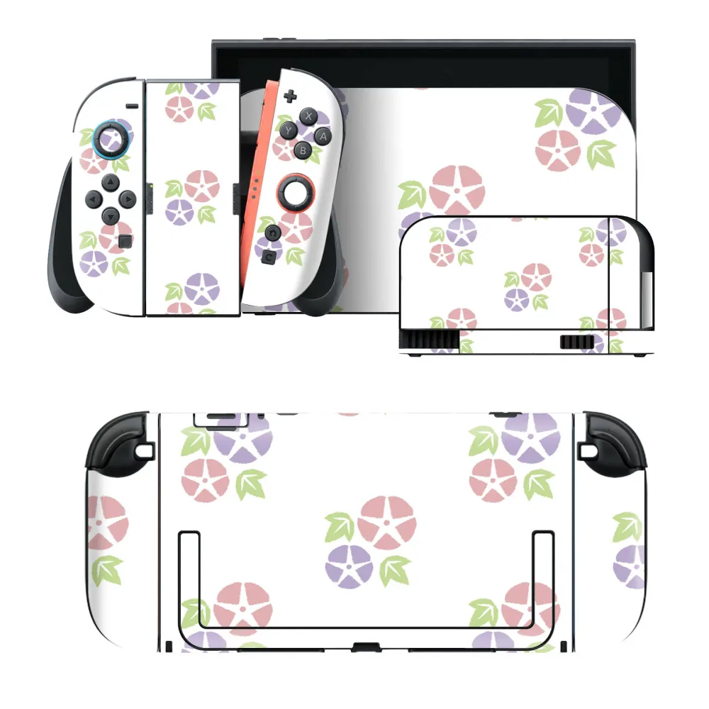 igsticker Nintendo Switch 2 用 スキンシール 本体・ドック・Joy-Con 2 対応 4面セット きせかえ 保護 あさがお 和風 009611