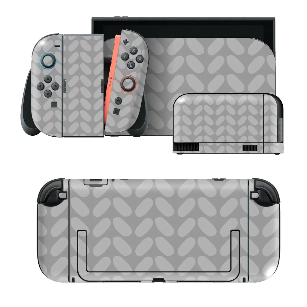 igsticker Nintendo Switch 2 用 スキンシール 本体・ドック・Joy-Con 2 対応 4面セット きせかえ 保護 ニット 編み目 グレー 050447