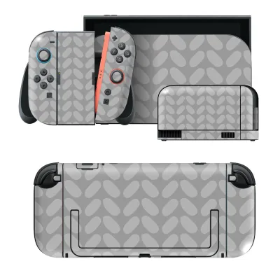 igsticker Nintendo Switch 2 用 スキンシール 本体・ドック・Joy-Con 2 対応 4面セット きせかえ 保護 ニット 編み目 グレー 050447