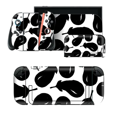 igsticker Nintendo Switch 2 用 スキンシール 本体・ドック・Joy-Con 2 対応 4面セット きせかえ 保護 なす シルエット モノトーン 050789