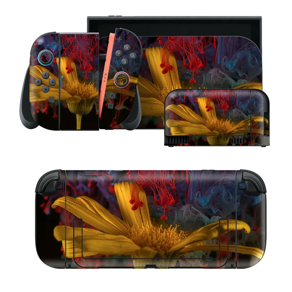 igsticker Nintendo Switch 2 用 スキンシール 本体・ドック・Joy-Con 2 対応 4面セット きせかえ 保護 花 フラワー ペイント 023319
