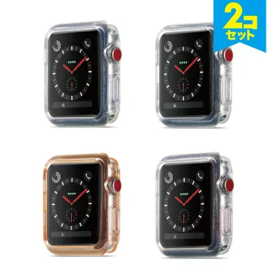 ●在庫限り特価●【2個セット】 Apple Watch アップルウォッチ Glitter case グリッター ケース 38mm 40mm 42mm 44mm 本体(側面)保護 半透明 TPU ソフトケース 保護ケース 保護カバー 傷 汚れ 防止 アップルウォッチケース 送料無料