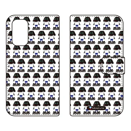 手帳型スマートフォンケース Moisture 「Doggy Runnin Pattern」 OPPO A54 5G OPG02 au・MVNOスマホ(SIMフリー端末) SECOND SKINopg02 スマホ 本体 保護 ケース 手帳 カバー 耐衝撃 ショルダー 透明 シリコン ケース スマホケース クリアケース case 送料無料