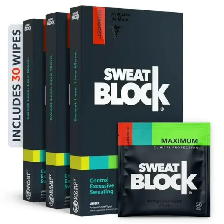 スウェットブロック マキシマムストレングス アンチパースピラント ワイプ 30枚 SweatBlock Maximum Strength Antiperspirant Wipes for Excessive Sweat & Odor Control 30 【お取り寄せ商品】