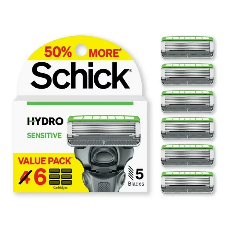 シック ハイドロ センシティブ メンズ替刃 5枚刃 6個入 敏感肌用 Schick Hydro Sensitive Mens Razor 5-Blade Refills, 6 Ct Value Pack, Sensitive Skin Razor 【お取り寄せ商品】