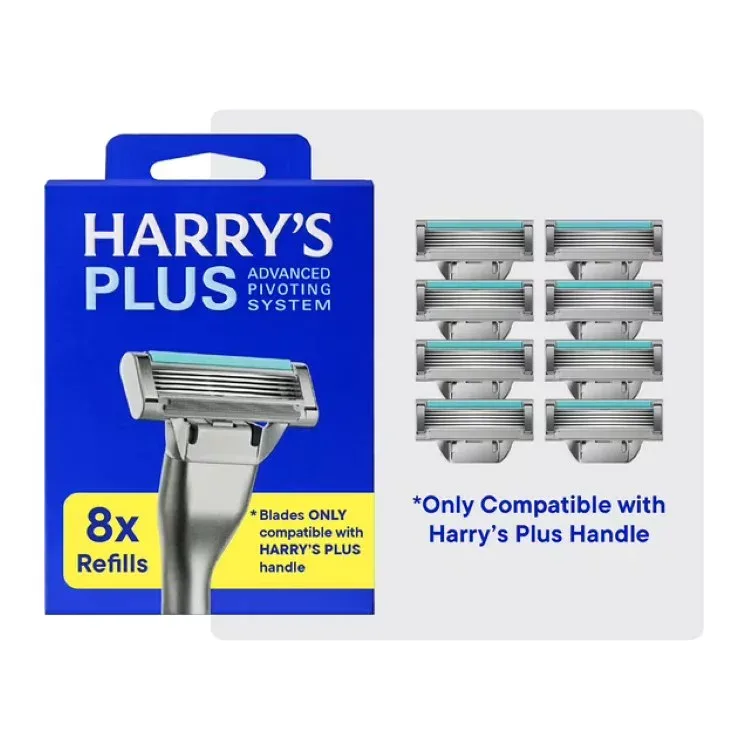 ハリーズ プラス メンズシェービングカミソリ 替刃 8個入り Harry's Plus Men's Razor Blade Refill Cartridges, 8 Count 【お取り寄せ商品】