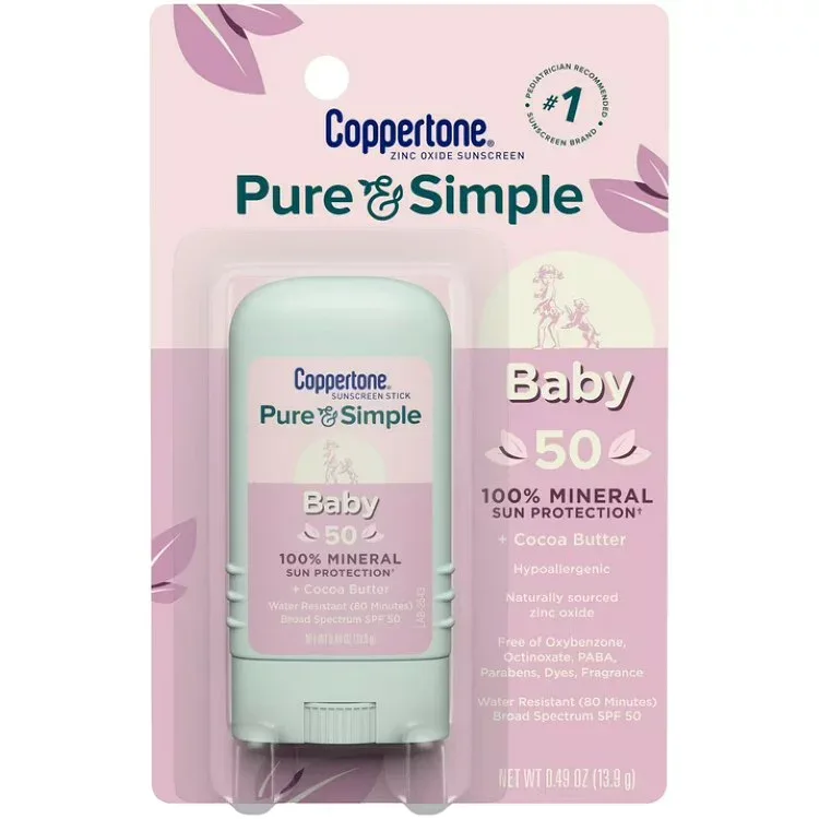 コパトーン ピュア&シンプル ベビー 日焼け止めスティック SPF50 14g Coppertone Pure and Simple Baby Sunscreen Stick, SPF 50, 0.49 oz 【お取り寄せ商品】
