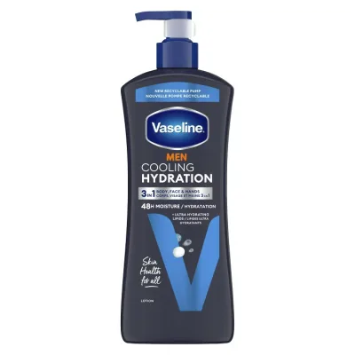 ヴァセリンメン クールハイドレーション 3-in-1 ボディローション 男性用 20.3オンス Vaseline Men Cooling Hydration 3-in-1 for Dry Skin Face, Hands & Body Lotion 20.3 oz 【お取り寄せ商品】