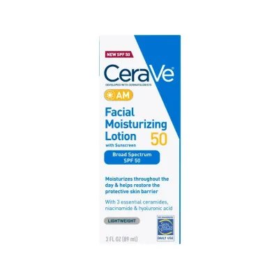 セラヴィ AM モイスチャライジング フェイスローション SPF 50 日焼け止め 89ml CeraVe AM Moisturizing Face Lotion with SPF 50 Sun Protection 3 fl oz 【お取り寄せ商品】