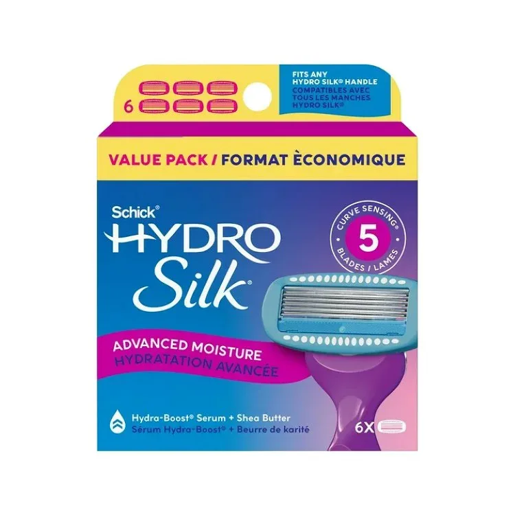 シック ハイドロシルク モイスチャー レディース 替刃 5枚刃 6個 Schick Hydro Silk Women's Moisture Razor Blade Refills, 6 Count 【お取り寄せ商品】