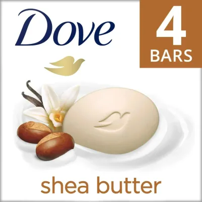 ダヴ ビューティーバー バスソープ モイスチャライジング ジェントルシアバター&バニラ 106g 4個入り Dove Beauty Bar Bath Soap Moisturizing Gentle Shea Butter & Vanilla, 3.75 oz 4 Bars 【お取り寄せ商品】