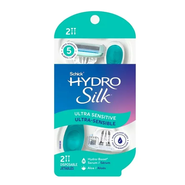 シック ハイドロシルク ウルトラセンシティブ レディース 使い捨てカミソリ 5枚刃 2本 Schick Hydro Silk Ultra-Sensitive 5 Blade Disposable Razor for Women, 2ct 【お取り寄せ商品】