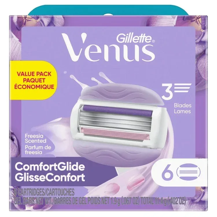ジレットヴィーナス コンフォートグライド フリージア 女性用替刃 6個 Venus ComfortGlide Freesia Women's Razor Blade Refills, 6 Ct 【お取り寄せ商品】