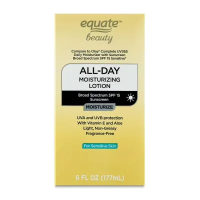 エクエート ビューティー オールデイ モイスチャライジングローション SPF15 177ml Equate Beauty All-Day Moisturizing Lotion for Sensitive Skin, SPF15 6 fl oz 【お取り寄せ商品】