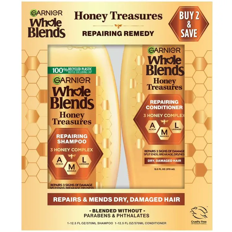 ガルニエ ホールブレンド ハニー トレジャーズ シャンプー&コンディショナー セット Garnier Whole Blends Honey Treasures Shampoo and Conditioner Set 【お取り寄せ商品】