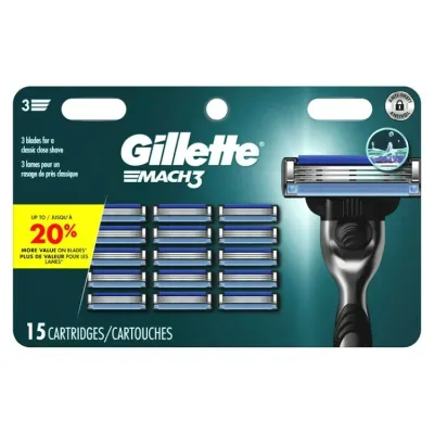 ジレット マッハ3 替刃 男性用カミソリ替刃 15個 Gillette Mach3 Razor Blade Refills for Men, 15 Count 【お取り寄せ商品】