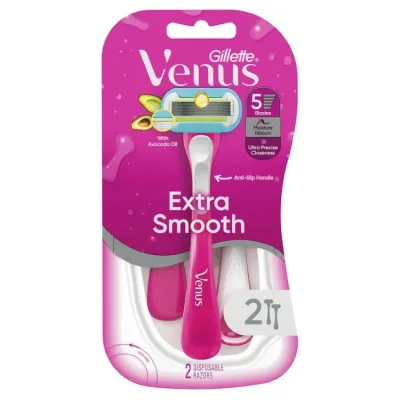 ジレット ヴィーナス エクストラスムース グリーン 女性用使い捨てカミソリ 2本入り Gillette Venus Extra Smooth Green Disposable Women's Razors, 2 Count 【お取り寄せ商品】