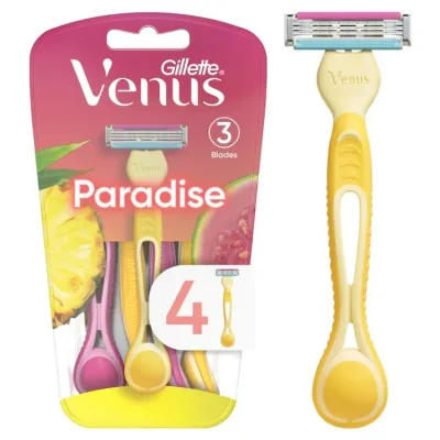 ジレット ヴィーナス シンプリ3 ドラゴンフルーツ 女性用使い捨てカミソリ 3枚刃 4本入り マルチカラー Gillette Female Venus Simply3 Dragonfruit Women's Disposable Razors, 4 Count, Multi-color 【お取り寄せ商品】