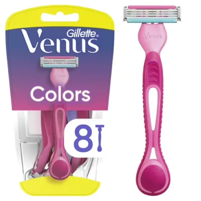ジレット ヴィーナス シンプリー3 カラー 女性用使い捨てカミソリ ピンク 8本入り Gillette Venus Simply 3 Colors Disposable Female Razors, Pink, 8 Count 【お取り寄せ商品】