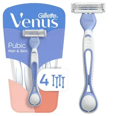 ジレット ヴィーナス デリケートヘア&スキン 女性用使い捨てカミソリ 4本入り マルチカラー Venus for Pubic Hair & Skin Women's Disposable Razor, 4ct, Multi-Color 【お取り寄せ商品】