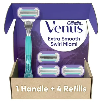 ジレットヴィーナス マイアミ エクストラスムース スワール 女性用カミソリ 本体 替刃4個 Venus Miami ES Swirl H 4 SIOC 【お取り寄せ商品】