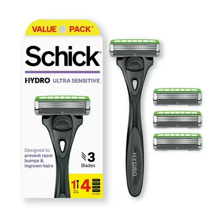 シック ハイドロ ウルトラセンシティブ メンズ替刃式カミソリ 3枚刃 本体1本 替刃4個 Schick Hydro Ultra Sensitive 3 Blade Razor for Men, 1 Razor Handle with 4 Razor Refills 【お取り寄せ商品】