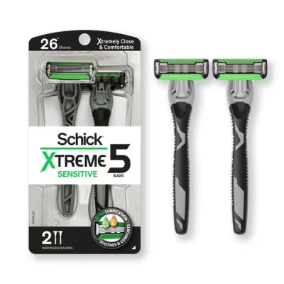 シック エクストリーム センシティブ メンズ使い捨てカミソリ 5枚刃 2本 Schick Xtreme 5-Blade Sensitive Disposable Razors for Men, 2 Count 【お取り寄せ商品】