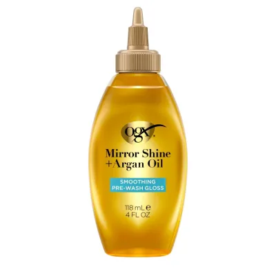 オージーエックス ミラーシャイン+アルガンオイル スムージング プレウォッシュヘアグロス 118ml OGX Mirror Shine + Argan Oil Smoothing Pre-Wash Hair Gloss, 4 fl. oz 【お取り寄せ商品】