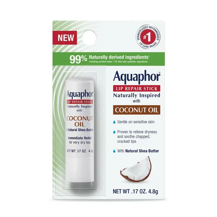 アクアフォー ナチュラルインスパイアード ココナッツオイル リップリペアバームスティック 4.8g Aquaphor Naturally Inspired Coconut Oil Lip Repair Balm Stick 0.17 oz 【お取り寄せ商品】