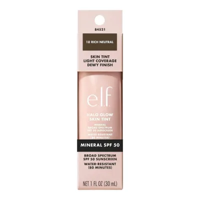 エルフ ハローグロウ スキンティント ミネラル SPF50 18 リッチニュートラル 約30mL e.l.f. Halo Glow Skin Tint Mineral SPF 50, 18 Rich Neutral, 1 fl oz 【お取り寄せ商品】