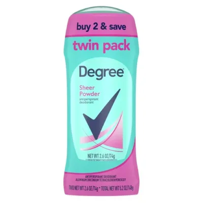 ディグリー シアーパウダー ウィメンズ デオドラント 74g 2本セット Degree Sheer Powder Antiperspirant Deodorant 2.6 oz Twin Pack 【お取り寄せ商品】